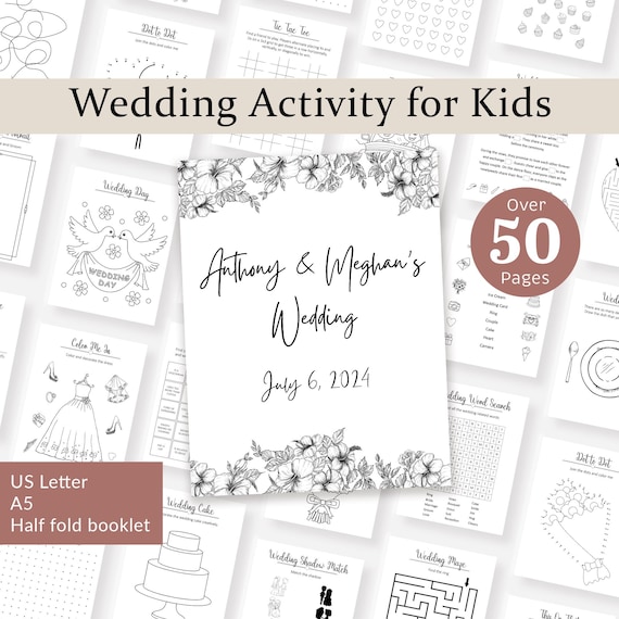 Kids Wedding Activity Book Coloring Book Wedding Activity Pack for Kids Wedding Coloring Pages Wedding Table Games EDITABLE Printable