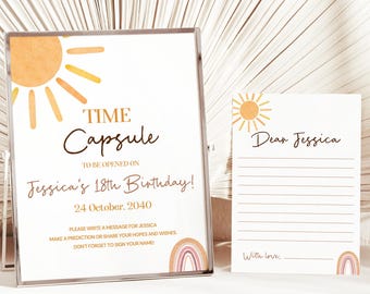 First Trip Around The Sun Time Capsule Card 1st Trip Around the Sun Time Capsule Sign First Birthday Party Game One Year 1st EDITABLE S06