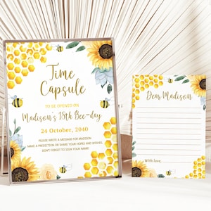 First Bee Day Time Capsule Card Bee Time Capsule Sign Honey Bee First Birthday Party Game 1st Bee Day Decor Decoration EDITABLE Digital B03