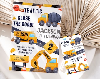 Construction Party Invitation Construction Birthday Invitation Construction Truck Invite Construction Theme Invite Download EDITABLE C01