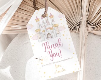 Princess Favor Tags Princess Thank You Tags Princess Birthday Party Gift Tags Princess Theme Favor Labels Decor EDITABLE Instant Digital