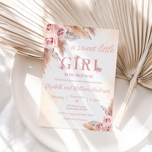 Boho Baby Shower Party Einladung Pampas Grass Girl Baby Shower Einladung Boho Baby Shower Party Einladung Editable Instant Digital PB1