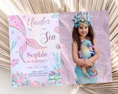 Mermaid Birthday Invitation Under The Sea Photo Invitation Mermaid Picture Party Splish Splash Theme Ocean Photo Invite Girl Editable M02