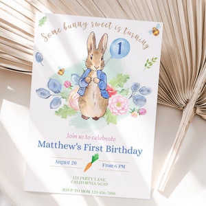 MODIFICABILE Invito di compleanno di Peter Rabbit Invito di compleanno di coniglietto Ragazzo rustico Peter Rabbit Invito alla festa Download immediato QUALSIASI ETÀ P05