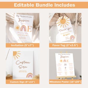 First Trip Around The Sun Birthday Invitation Bundle First Birthday Invite 1st Birthday Theme One Year Around Sun Party Editable Digital S06 image 2