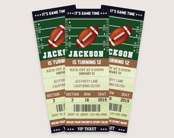 Football Ticket Invitation Template Football Birthday Invitation Football Invitation Boy Football theme Party ANY AGE Instant EDITABLE F04