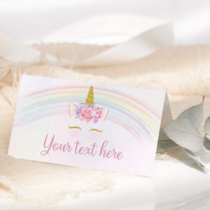 Unicorn Food Tent Card Unicorn Rainbow Buffet Label Food Tags Girl Birthday Party Table Decoration Decor EDITABLE Digital Instant U01