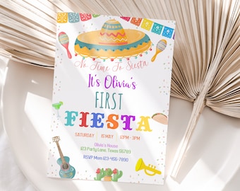 First Fiesta Birthday Invitation 1st Fiesta Invite Mexican Theme 1st Birthday Party Invite EDITABLE Template Instant Digital Download F02