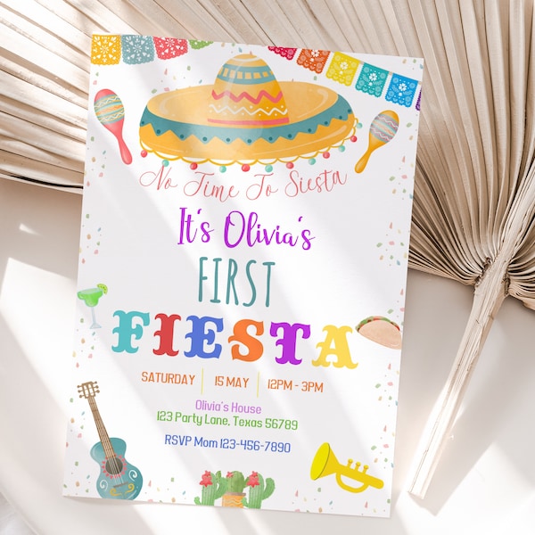 First Fiesta Birthday Invitation 1st Fiesta Invite Mexican Theme 1st Birthday Party Invite EDITABLE Template Instant Digital Download F02