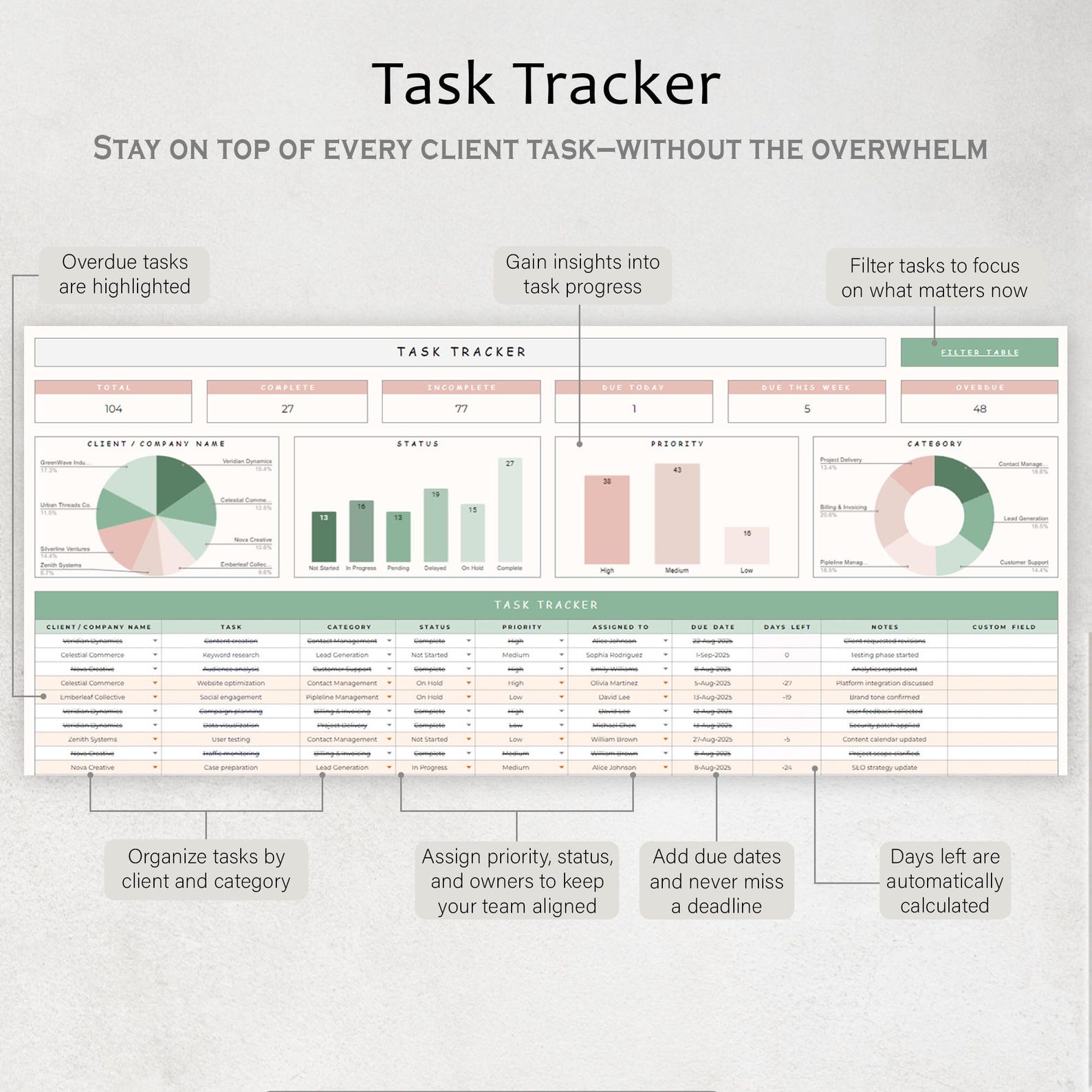 Client Tracker for Small Business Planner CRM Task Tracker ...