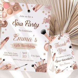 Spa Party Invitation Spa Birthday Invitation Girls Pamper Party Invitation Spa Birthday Party Invite Rose Gold EDITABLE Instant Digital S10