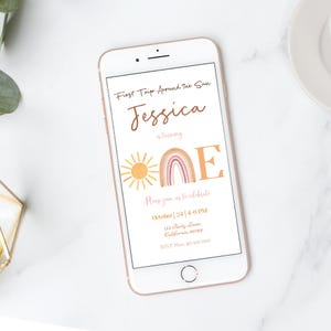 First Trip Around The Sun Electronic Invitation 1st Birthday Invitation Digital First Birthday Mobile Invitation Phone Invite EDITABLE S06