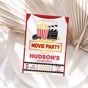 Movie Birthday Invitation Movie Night Invitation Movie Party Invitation Movie Theme Party Movie Theater Invite EDITABLE Instant Download M05