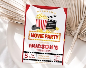 Movie Birthday Invitation Movie Night Invitation Movie Party Invitation Movie Theme Party Movie Theater Invite EDITABLE Instant Download M05