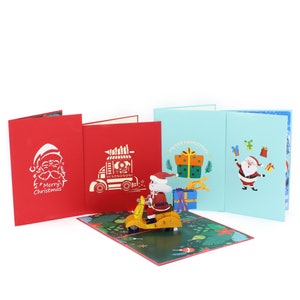 Santa's modern vehicles - Pack 4 Pop Up Card, Xmas Pop Up Card, Santa Card, Pop-up Card, Greeting Card, 3D Card Australia, Origami card