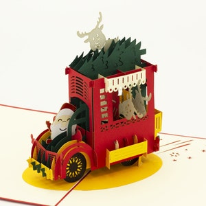 Santa drives a car Pop-up Card, Christmas Cards, 3D Christmas Cards, Xmas Card, 3D cards Australia, Pop up Cards