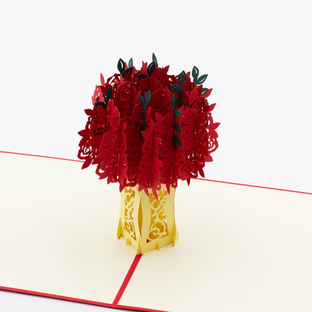 Red Roses 3D Pop up Card for Mother's Day, Birthday or Anniversary ...