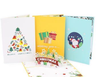Merry Christmas - Pack 3 Pop Up Card, Xmas Pop Up Card, Greeting Card, Pop-up Card, Greeting Card, 3D Card Australia, Christmas Origami card