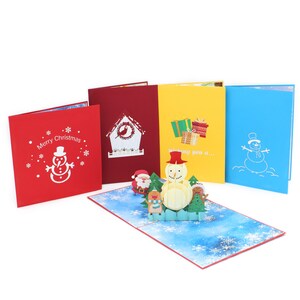 Snowy Christmas - Pack 4 Pop Up Card, Xmas Pop Up Card, Santa Card, Pop-up Card, Greeting Card, 3D Card Australia, Origami card