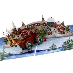 Santa’s Magical Tractor Pop-Up Card, Pop Up Card, 3D Xmas Card, Pop up Christmas Card, 3D Pop Up card, Season's Greeting Card, Pop up Cards