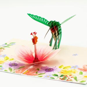 Hummingbird & Hibiscus 3D Pop up Card, Pop up cards Australia, Birthday Cards, Origami Card for Mother's Day, Anniversary, Get Well, Thank U