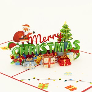 Merry Christmas Pop Up Card, Xmas Pop Up Card, Santa Card, Pop-up Card, Greeting Card, 3D Card Australia, Origami card