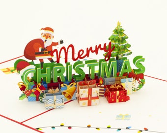 Merry Christmas Pop Up Card, Xmas Pop Up Card, Santa Card, Pop-up Card, Greeting Card, 3D Card Australia, Origami card