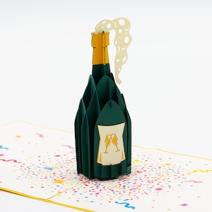Champagne Bottle Pop Up cards for all types of celebrations, Father's Day, Mother's Day, Birthday, Graduation ..., 3D Cards, Origami Cards