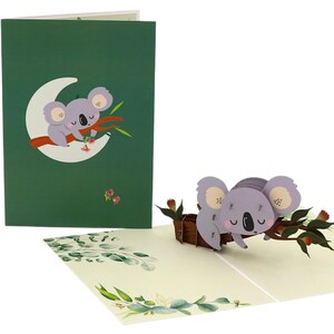 Baby Koala on a Gum Tree 3D Pop up Card, Pop up cards Australia, Birthday cards, Australia theme cards, Australian symbol, Greeting cards