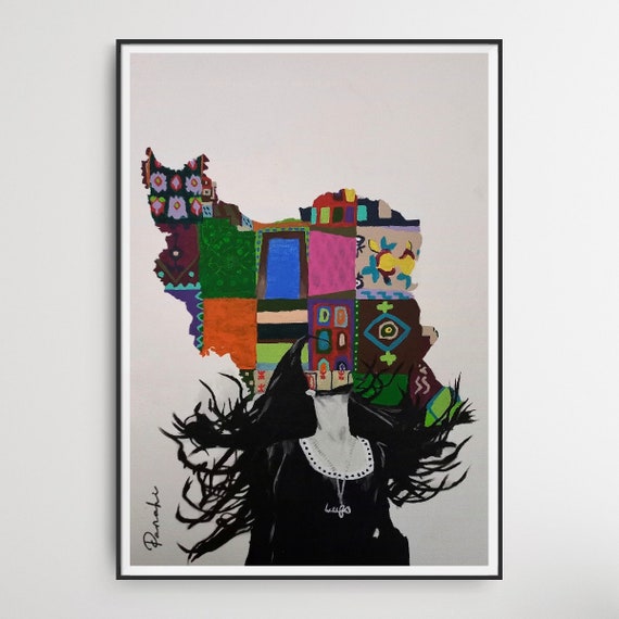 ORİGİNAL ARTWORK Modern Art Decorative Art Mahsa Amini Etsy