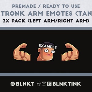 Strong Arms Flexing Twitch Emote Add-On Left and Right Arms (Tan Skin)