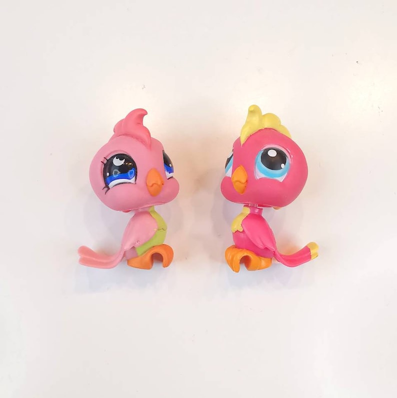 Littlest Pet Shop Set With Two Pink Parrots 370 854 Parrot G2 Etsy