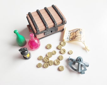 Playmobil Coffre au trésor et carte du bateau pirate 3750 Accessoires / Pièces Pirate vintage
