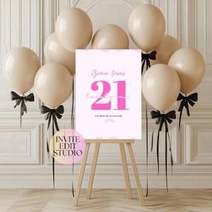 21st Birthday Board | Editable Welcome Sign | Personalised Party Welcome Board | Instant Download | Canva Editable Template | Milestone