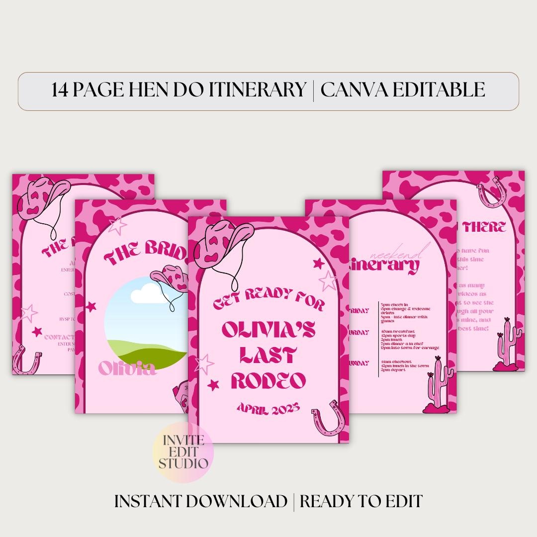 Last Rodeo Itinerary Editable Hen Do Itinerary Personalised Hen Do ...