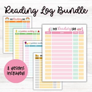 Reading Log Bundle, Reading Log for Kids, Book Tracker for Kids, Reading Challenge, Summer Reading Log, Printable Summer Reading Tracker,