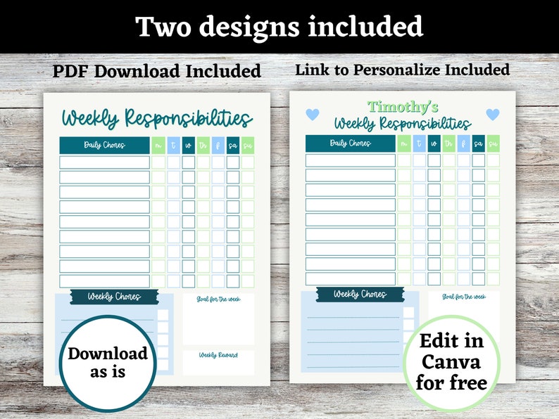 Personalized Chore Chart for Kids, Family Chores Chart, Printable Kids ...