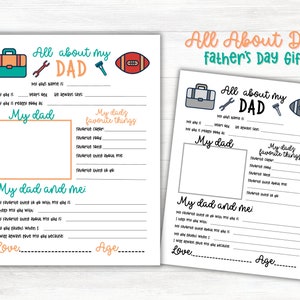 All About Dad Interview Printable, All About My Dad Father&#39;s Day Card, Personalized Father&#39;s Day Card, Personalized Father&#39;s Day Gift