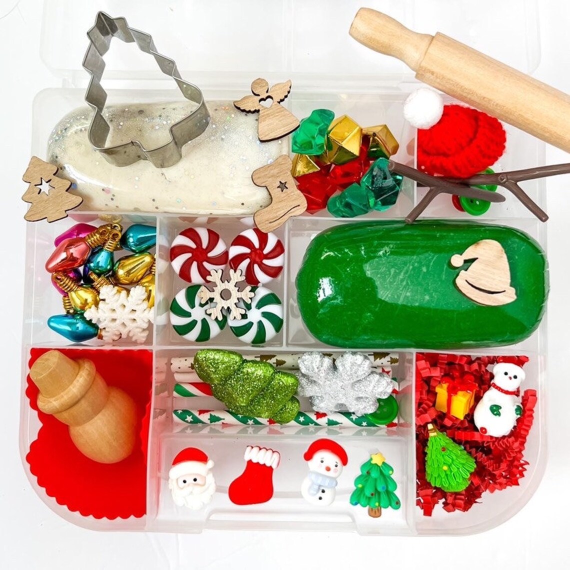 Christmas Play Dough Kit Build a Snowman Sensory Kit Holiday Etsy