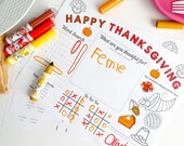 Thanksgiving Coloring Placemat, Thanksgiving Printable Placemat for Kids, Thanksgiving Activity for Kids, Thanksgiving Coloring Printable