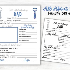 All About Dad Interview Printable, All About My Dad Father&#39;s Day Card, Personalized Father&#39;s Day Card, Personalized Father&#39;s Day Gift