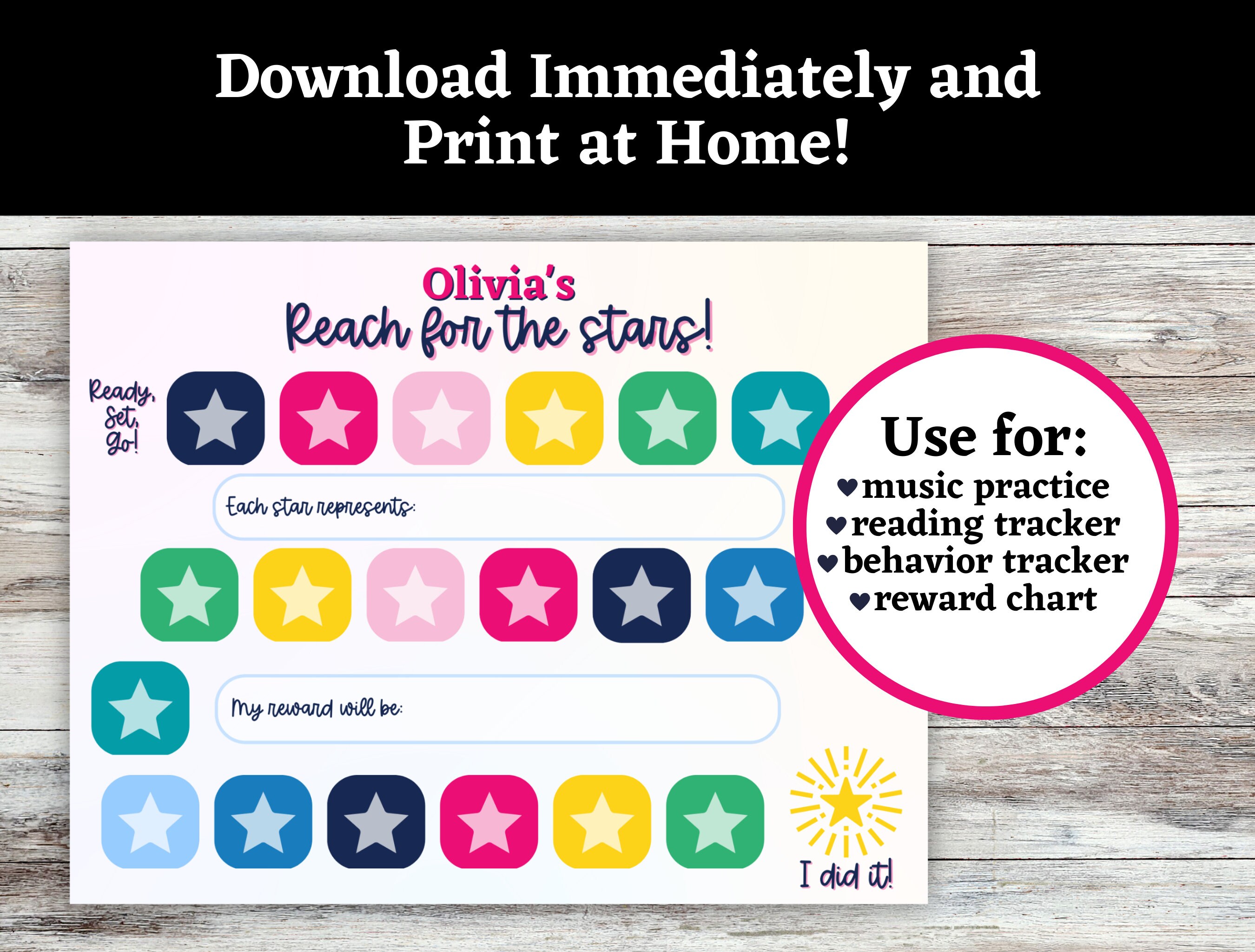 Rainbow Reward Chart, Bedtime Chart, Behavior Chart, Potty Training ...