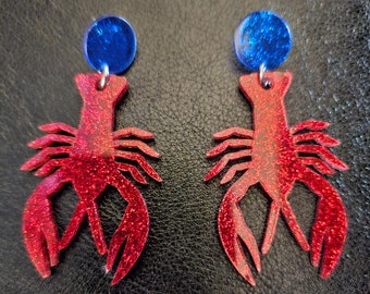Patriotic Crawfish Earrings