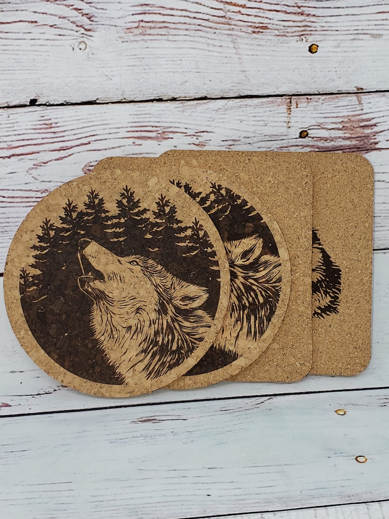 Laser Engraved Cork Coasters Etsy