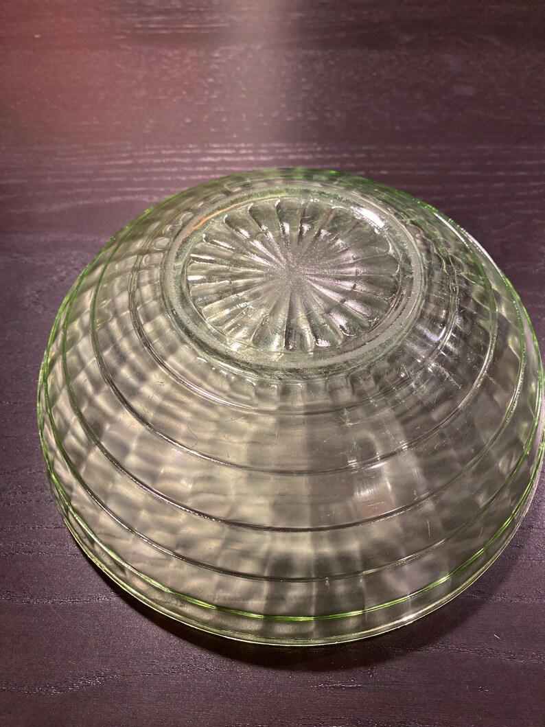 Vintage Vaseline Glass Bowl 8 Round Etsy