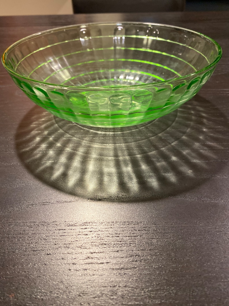 Vintage Vaseline Glass Bowl 8 Round Etsy