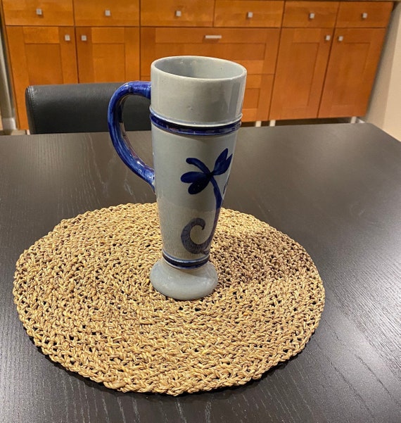 Vintage Gerzit Staffel Stoneware Pilsner: Floral German Beer Stein