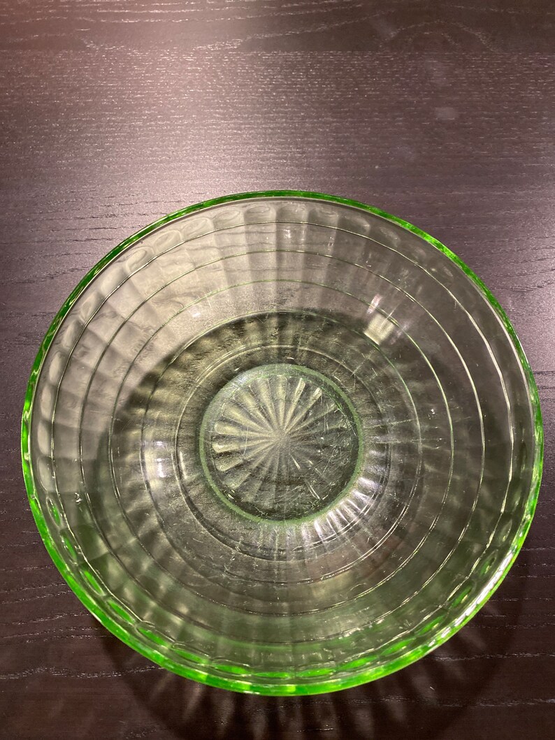 Vintage Vaseline Glass Bowl 8 Round Etsy