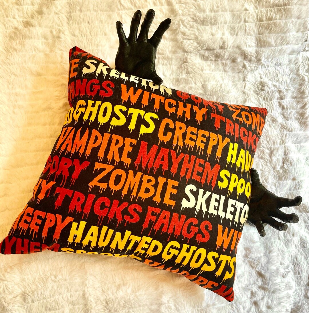 Creepy Spooky Halloween Pillow, Halloween Decor, Alternative Room Decor ...