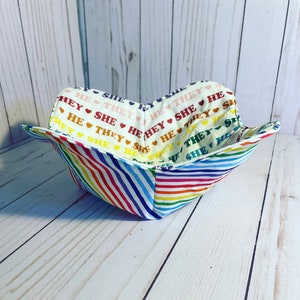 Pronouns Reversible Bowl Cozy, Microwavable Bowl Cozy, Bowl Holder, They Them, Housewarming Gifts, Thank You Gift, Teacher Gifts, Non Binary